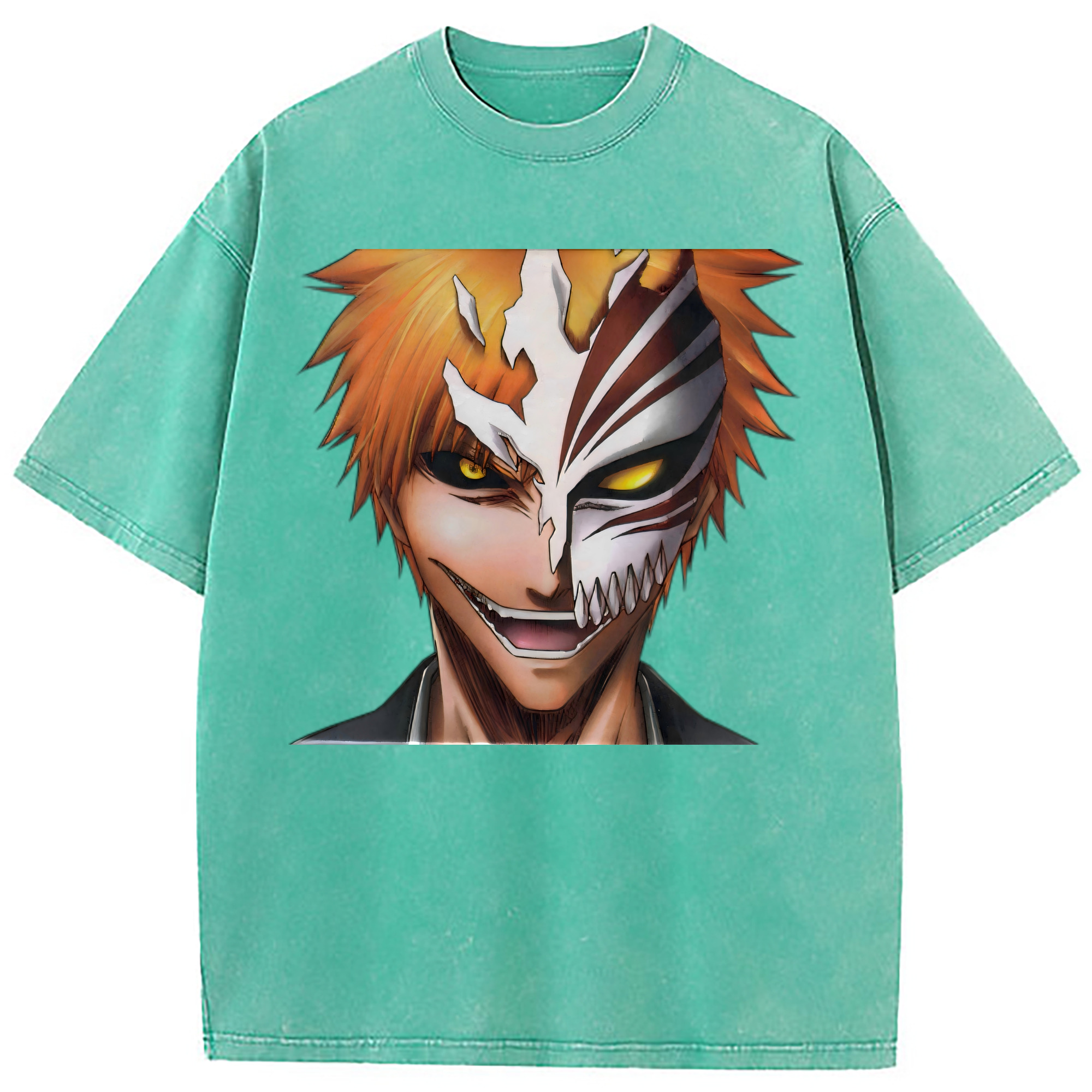 （画像用） ブリーチ 黒崎一護（くろさき いちご）BLEACH Kurosaki Ichigo 綿100% ヴィンテージ風 半袖Tシャツ（フロントプリント）